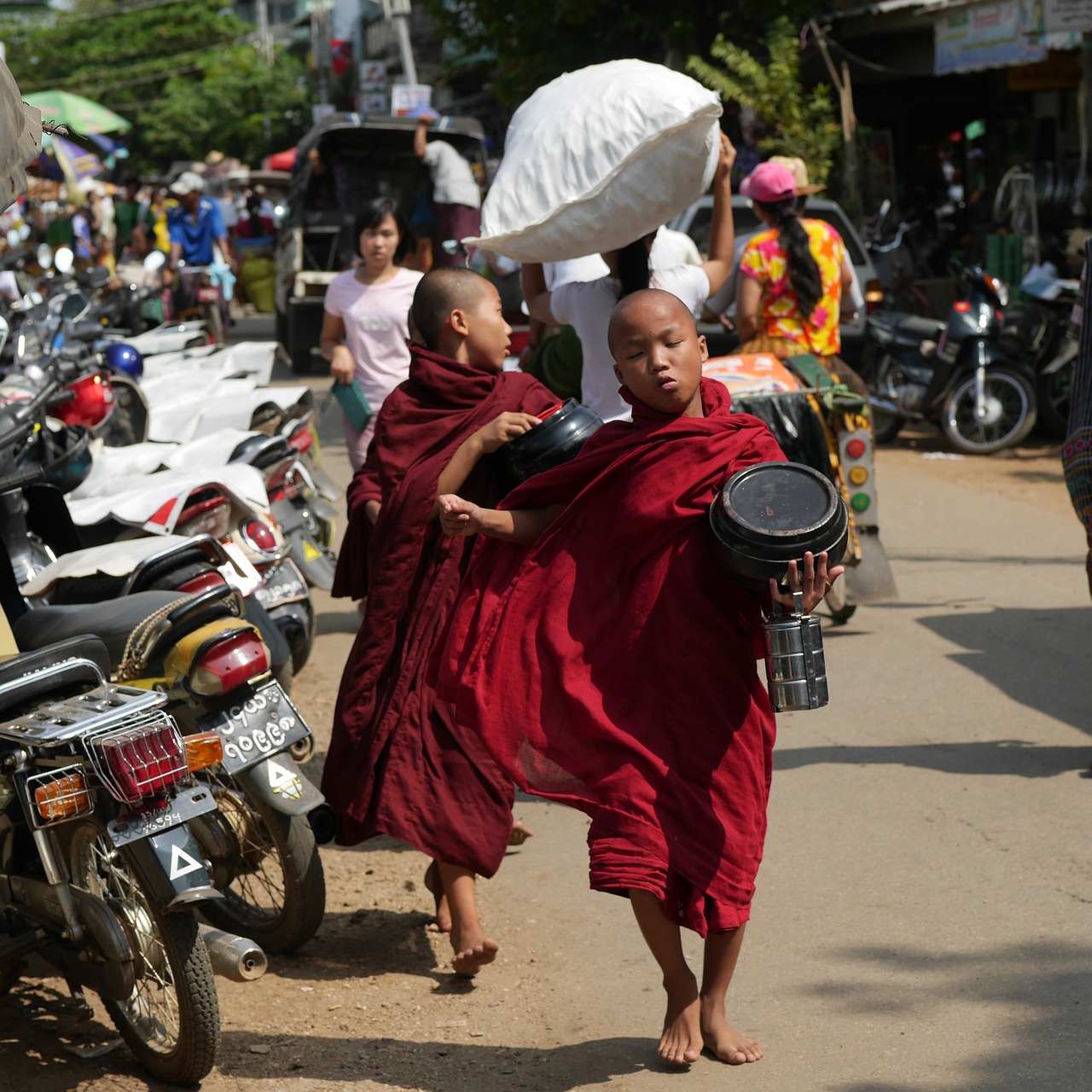 monks myanmar children free photo