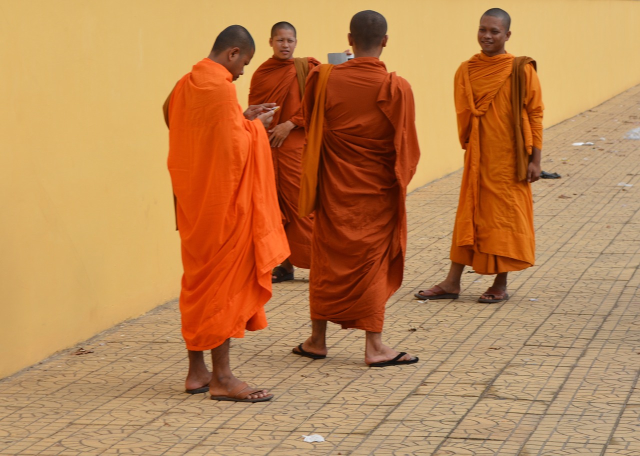 monks cambodia asia free photo