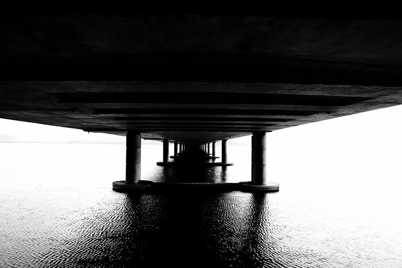 monochrome bridge architecture free photo