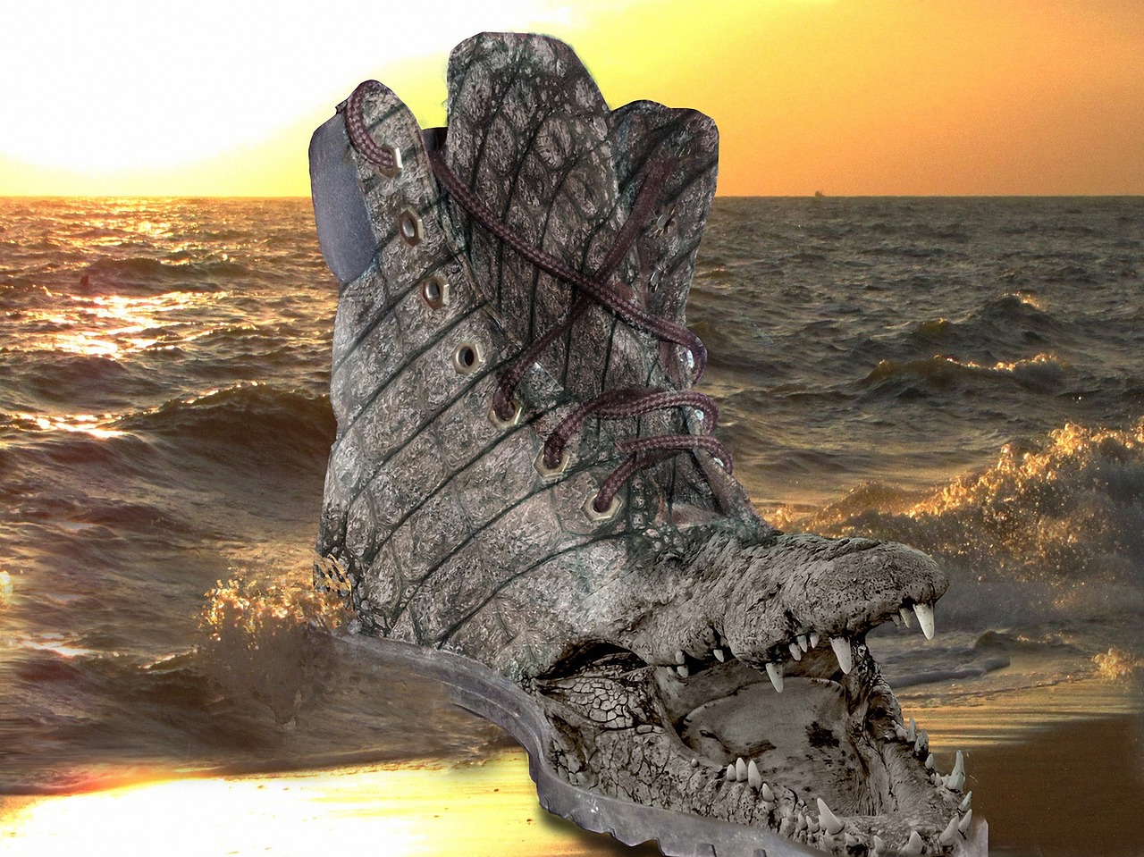 monster shoe sea free photo