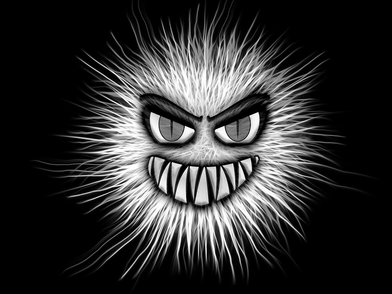 monster black and white eyes free photo