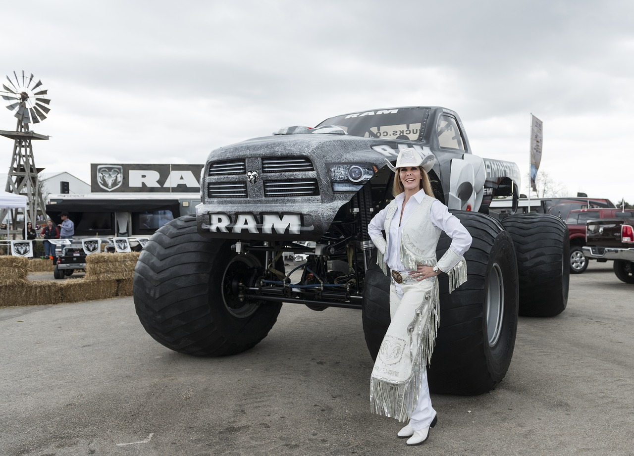 monster truck cowgirl texas free photo