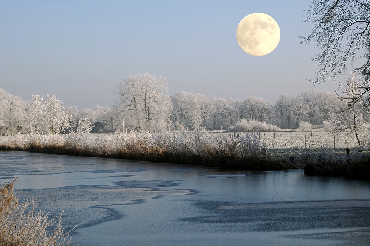 full moon moon winter free photo