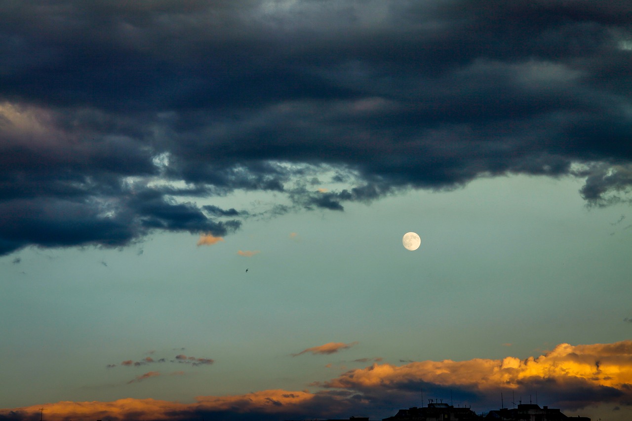 moon sky clouds free photo