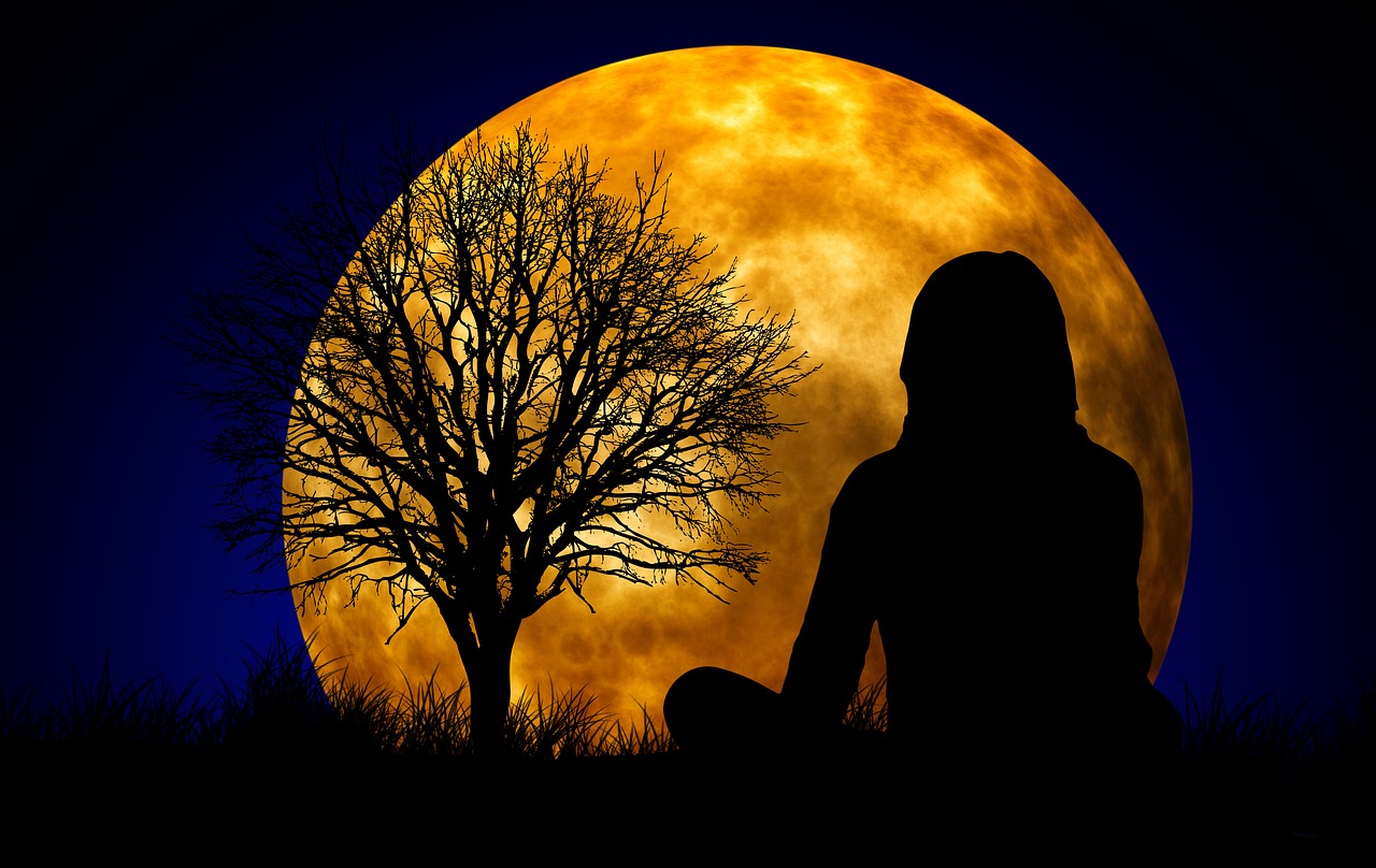 moon woman silhouette free photo