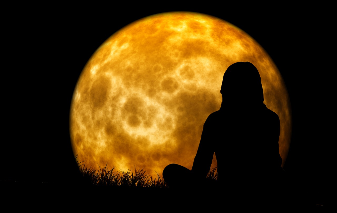 moon woman silhouette free photo