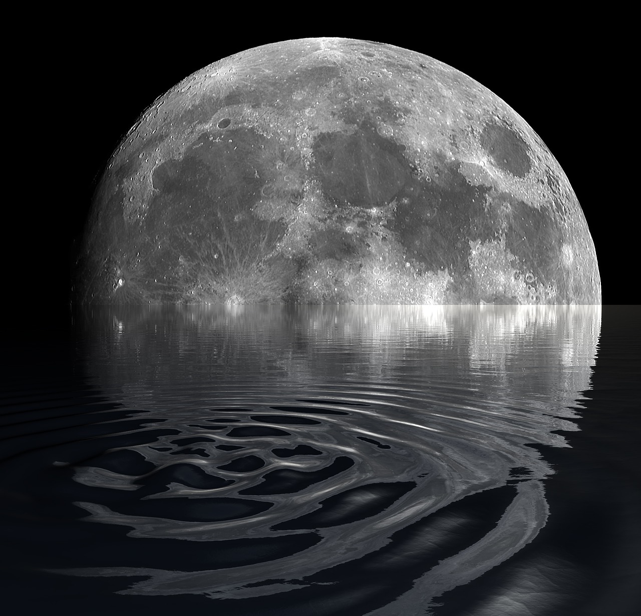 moon reflection water free photo