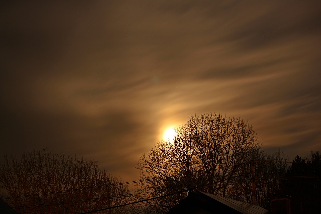 moon clouds sky free photo