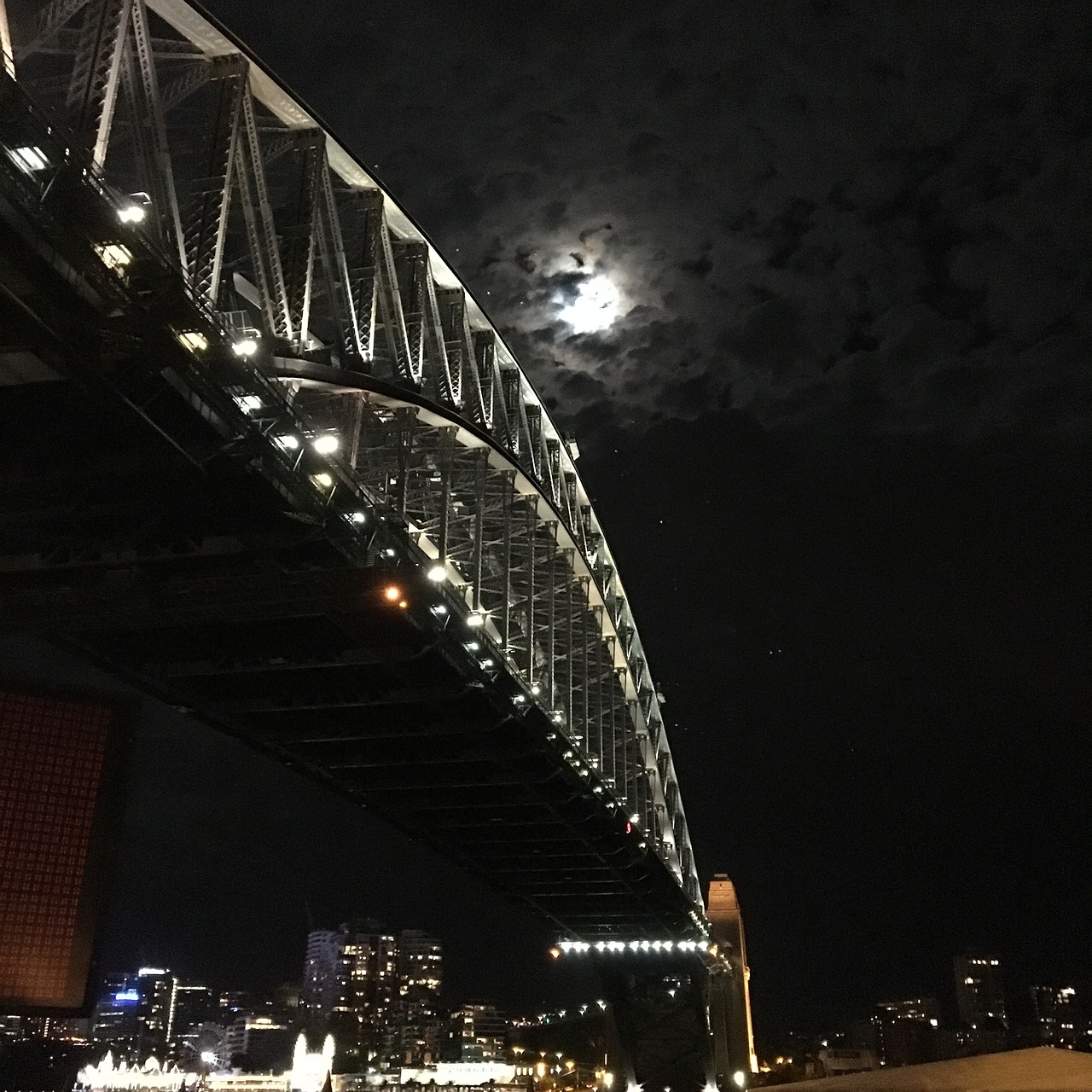moon sydney harbour bridge skyline free photo