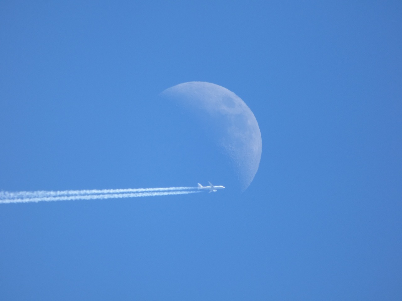 moon plane sky free photo