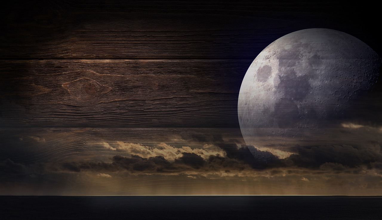 moon sea clouds free photo