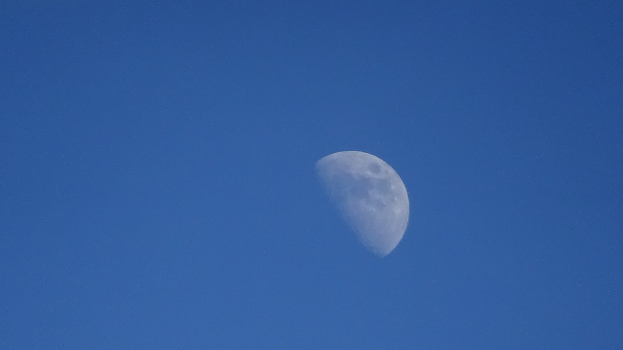 moon half blue sky free photo