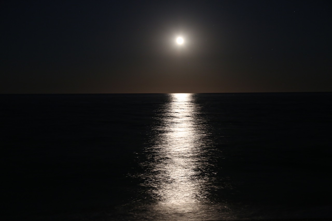 moon water reflection night free photo