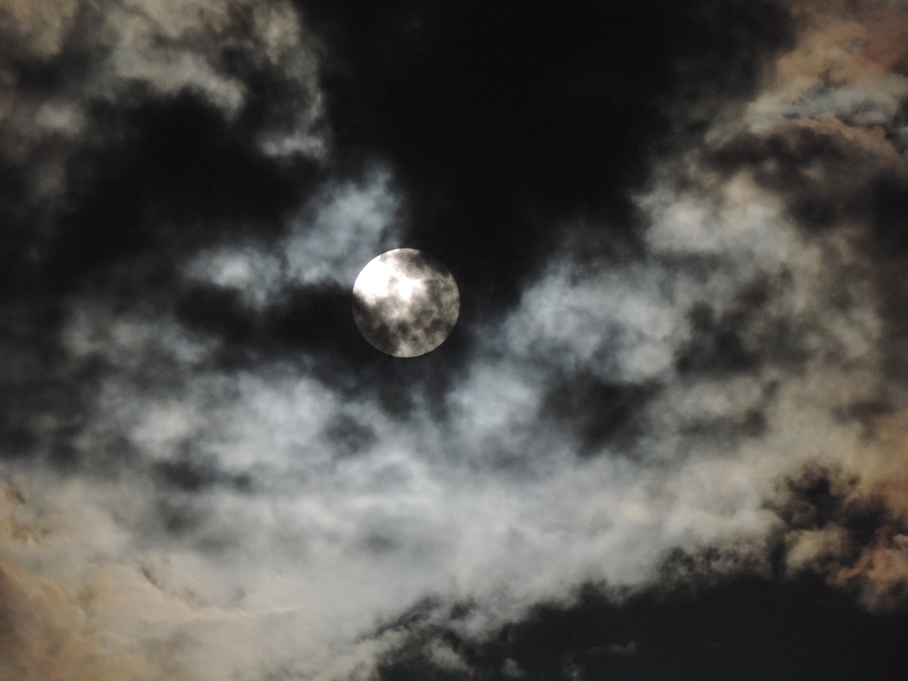 moon clouds sky free photo