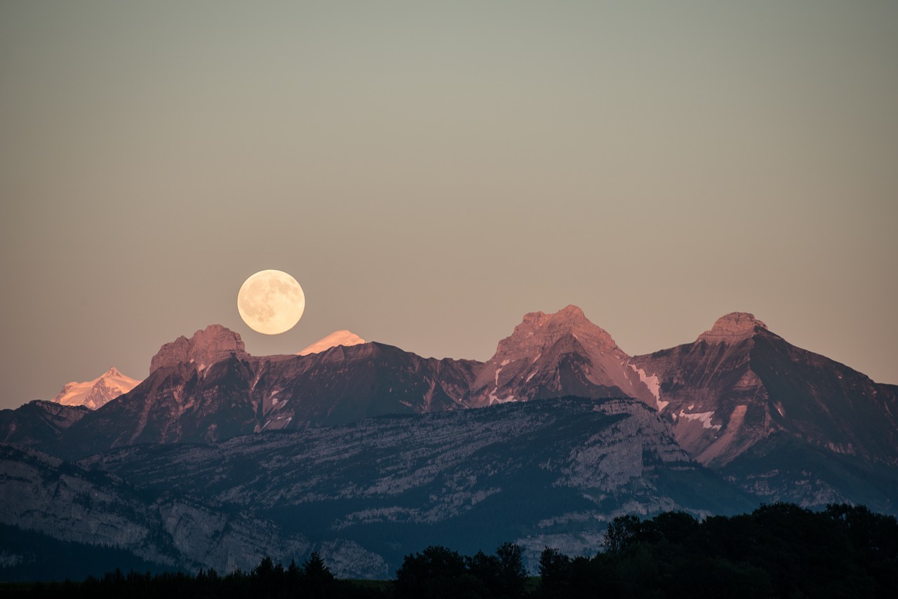 moon mountain sky free photo