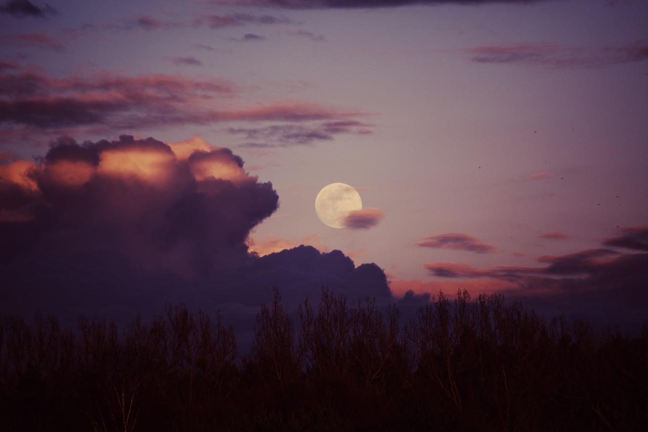 moon sunset dusk free photo