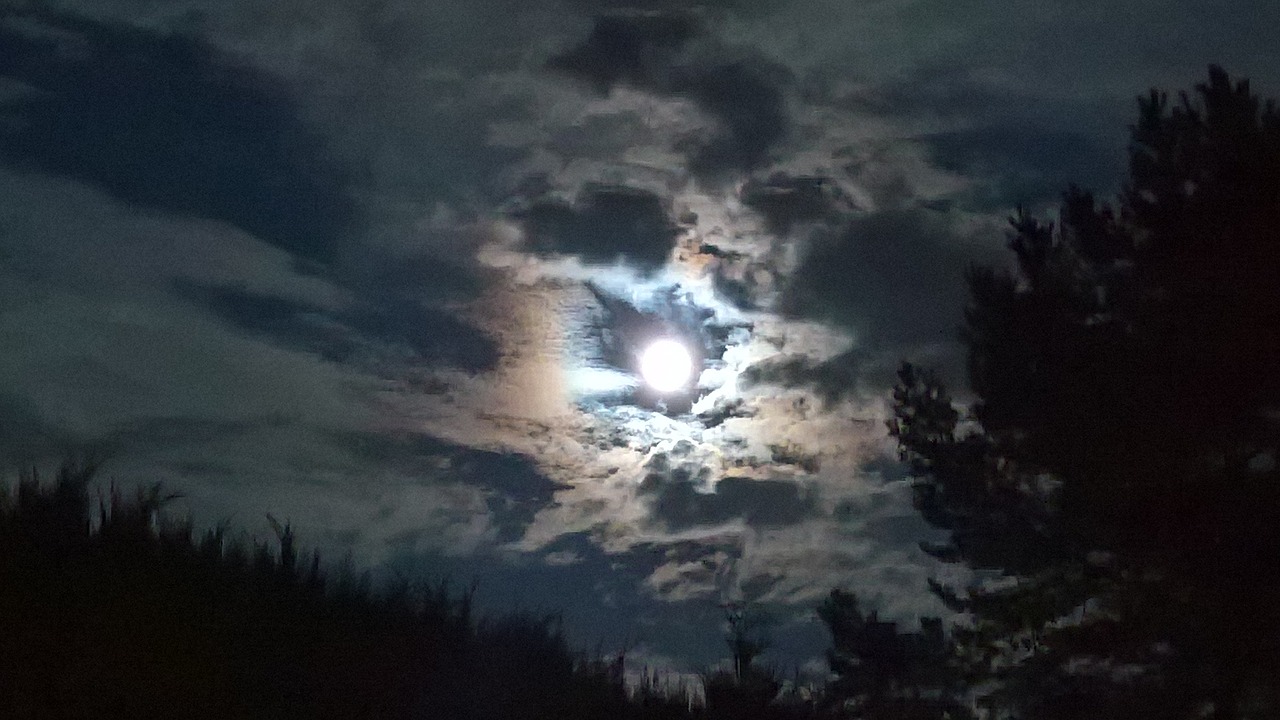 moon clouds evening free photo