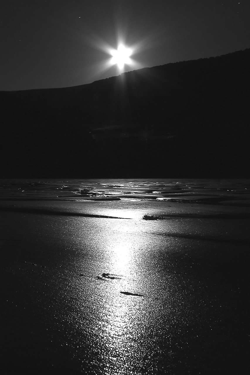 moon reflection beach free photo