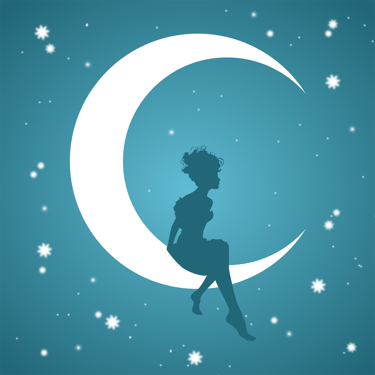 moon women star free photo