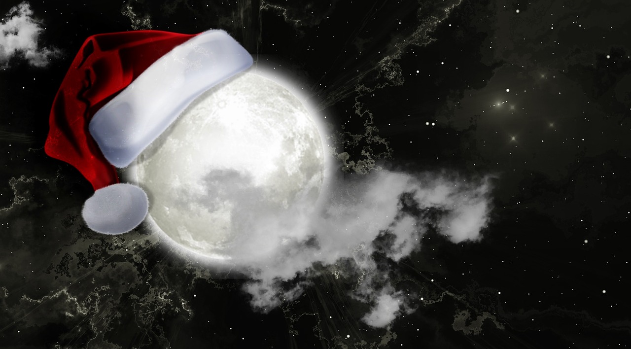 moon santa hat christmas free photo