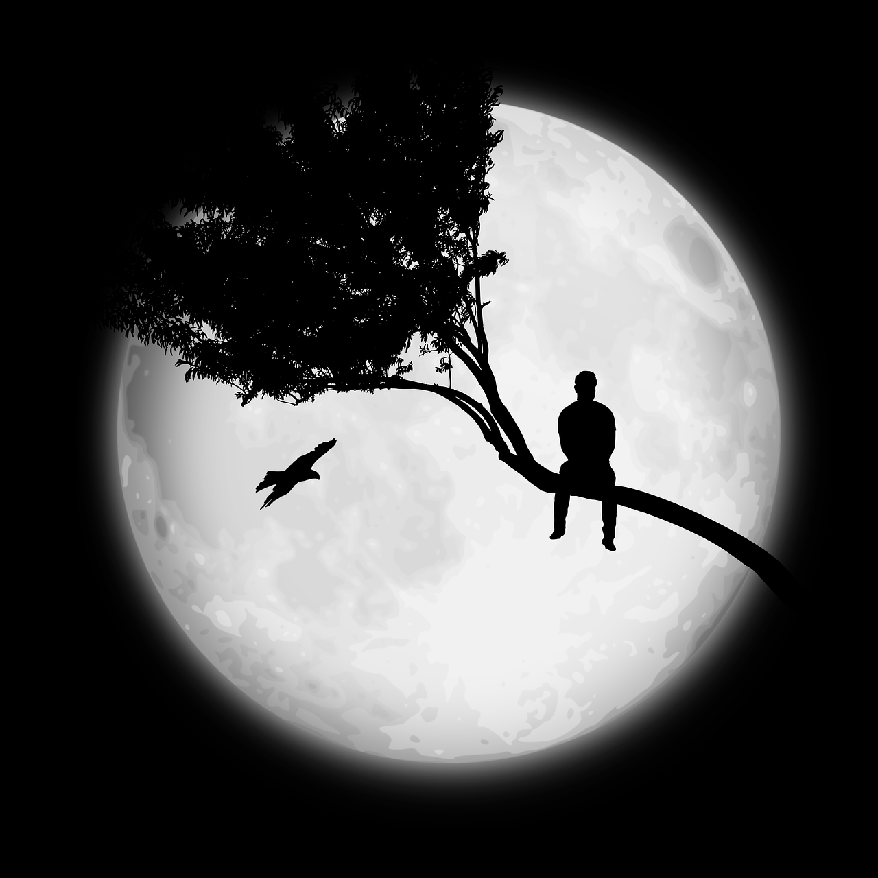 moon man tree free photo