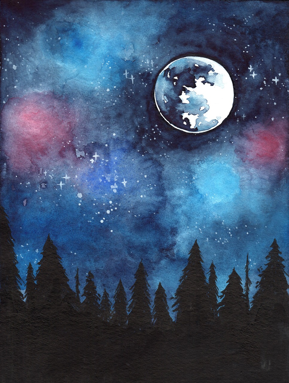 moon  watercolour  background free photo
