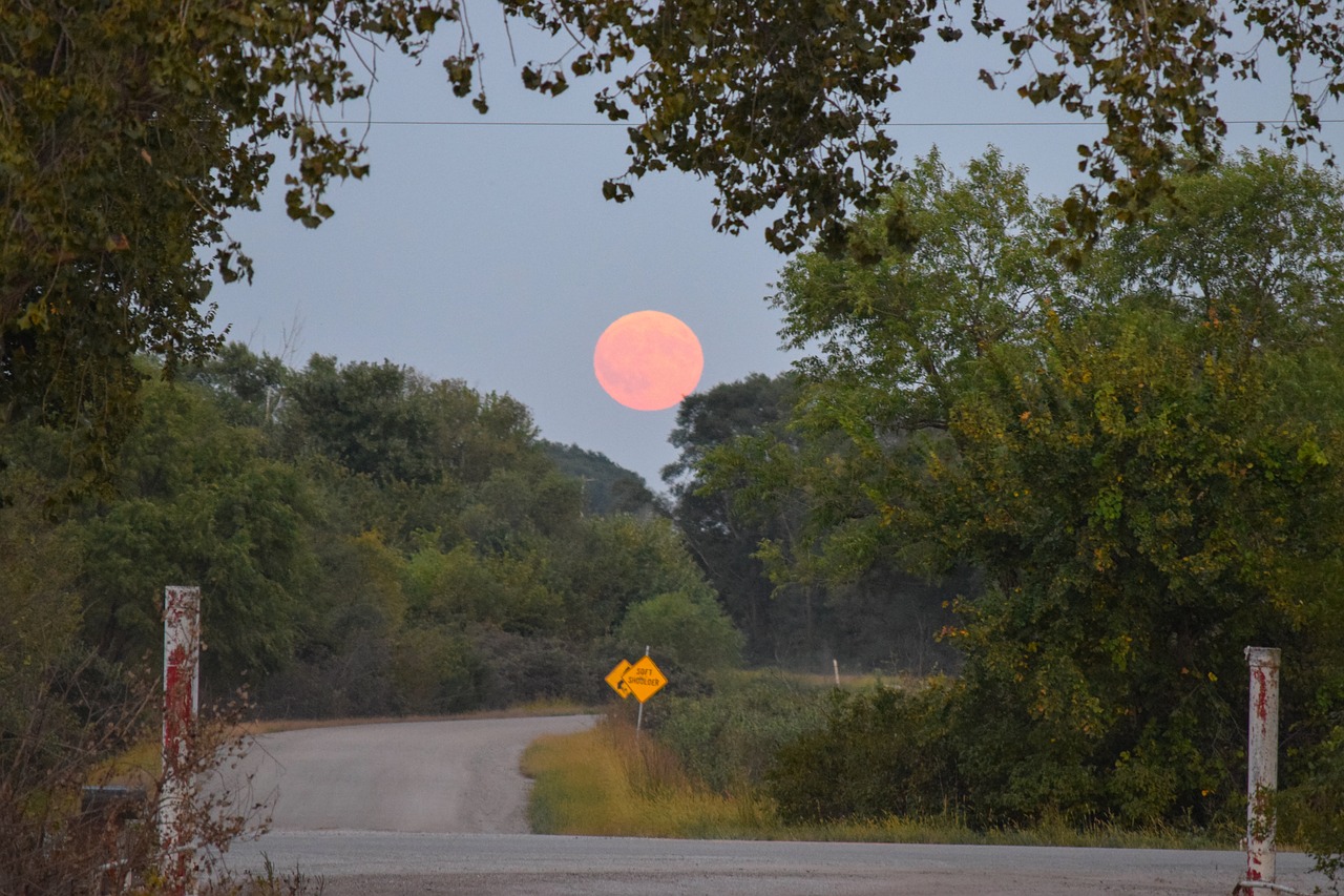 moon  country road  rural free photo