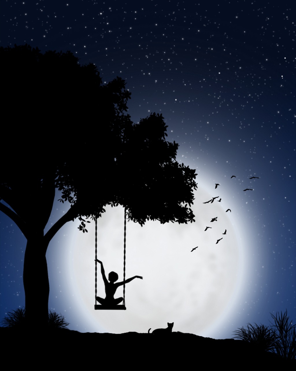 moon  silhouette  tree free photo