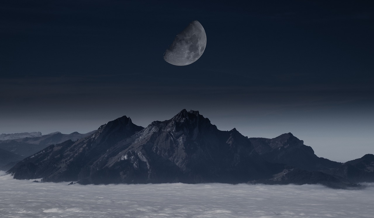 moon  mountain  sky free photo