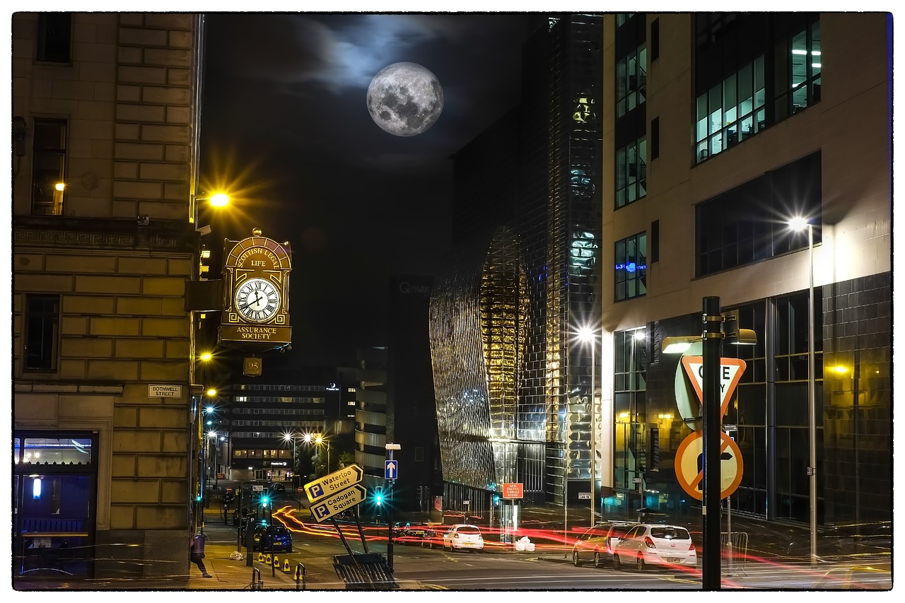 moon cityscape city free photo