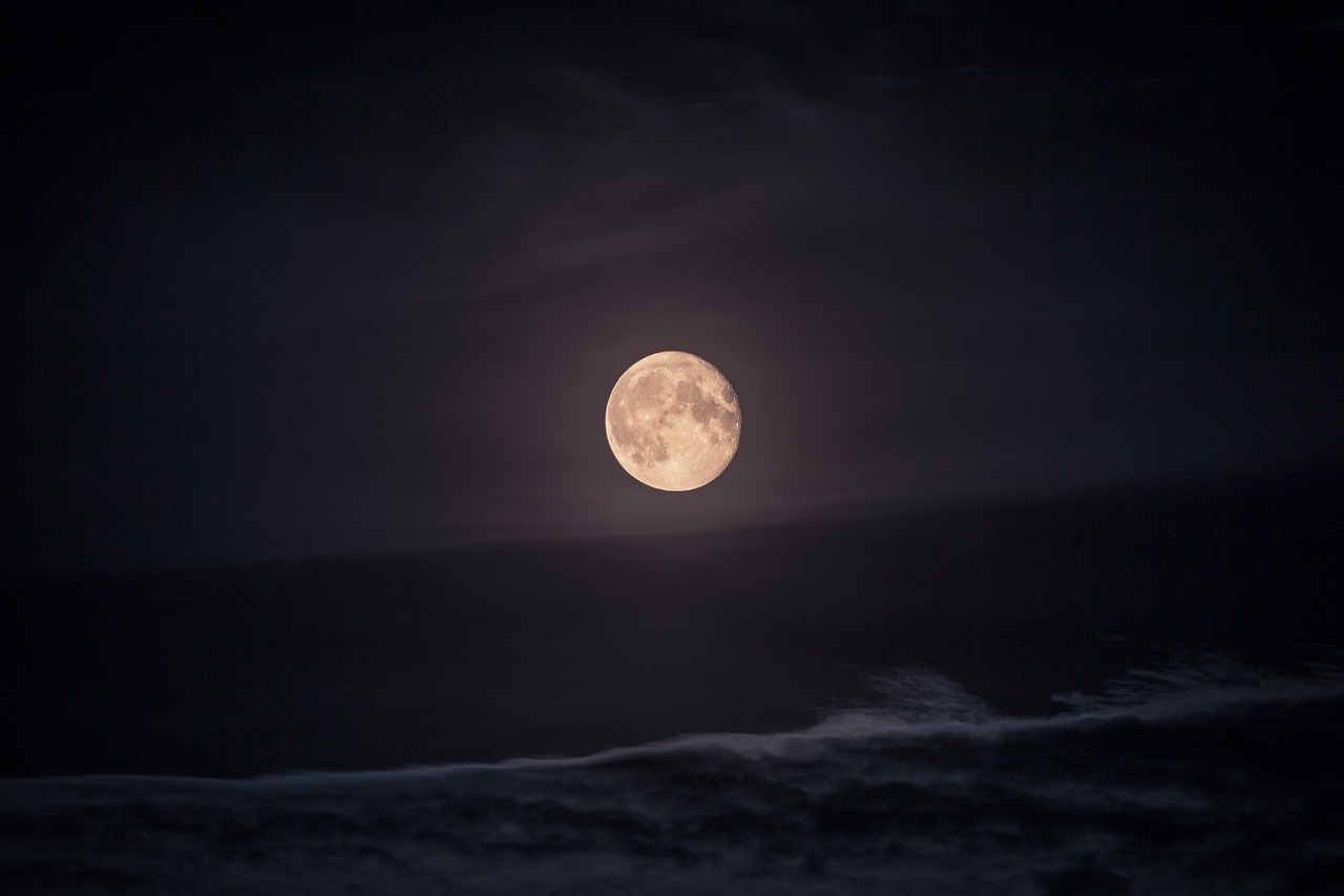 moon night beach free photo