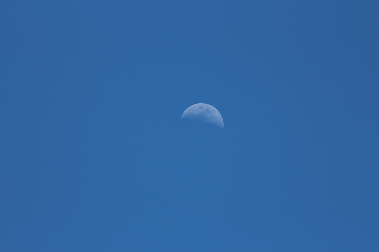 moon day moon blue sky free photo