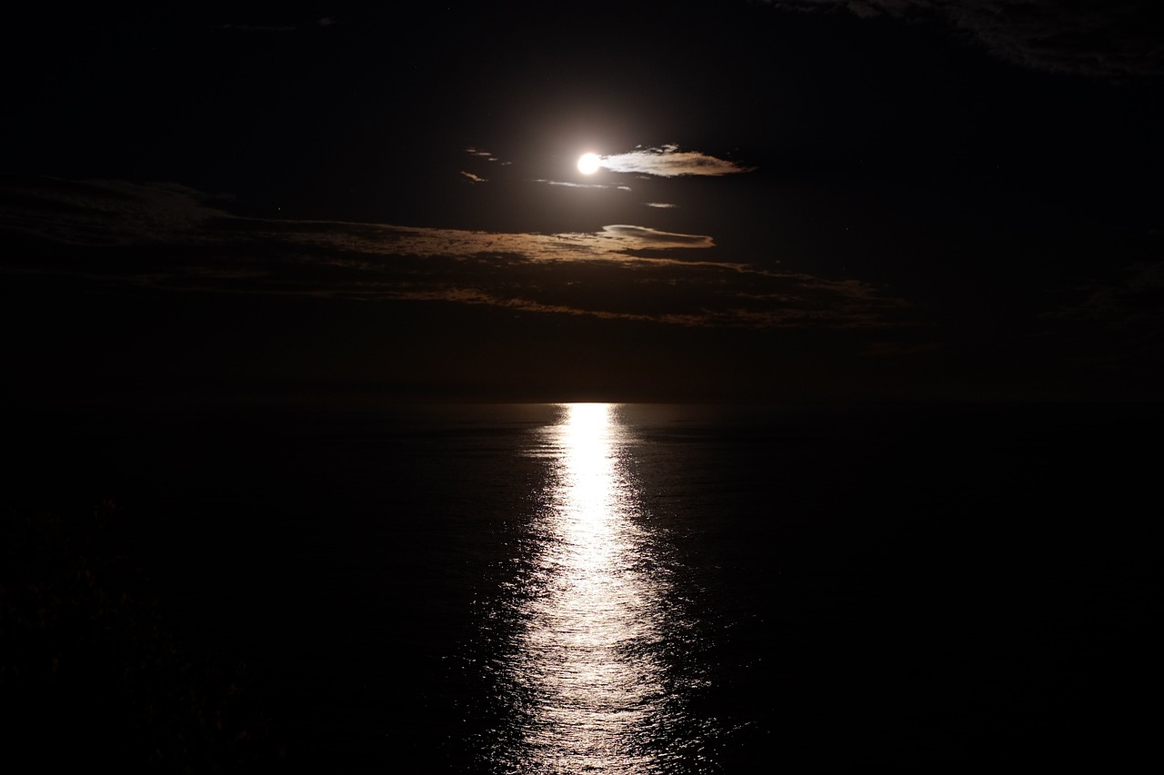 moon shine ocean reflection free photo