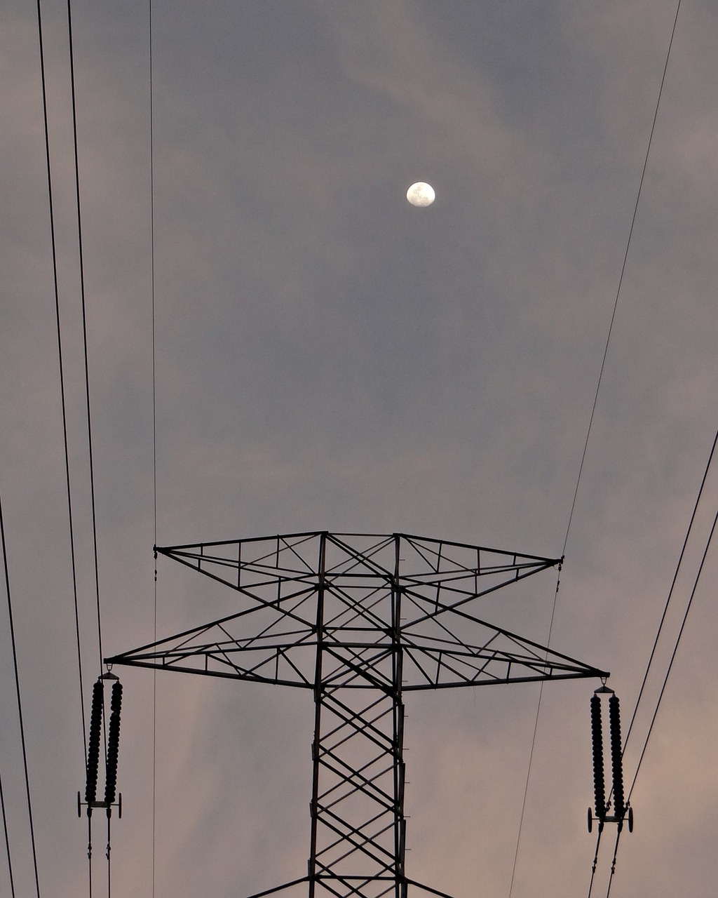 moonrise moon electric pylon free photo