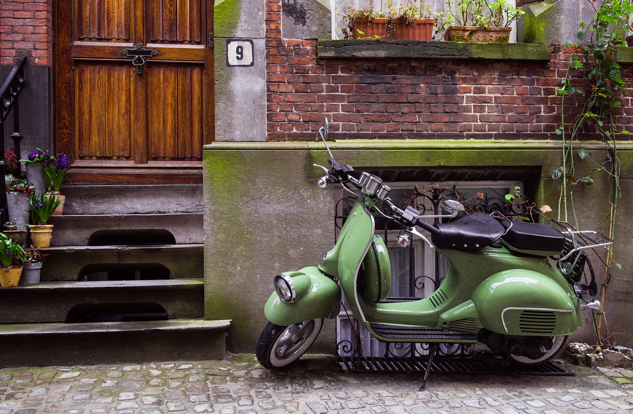 moped scooter parked free photo