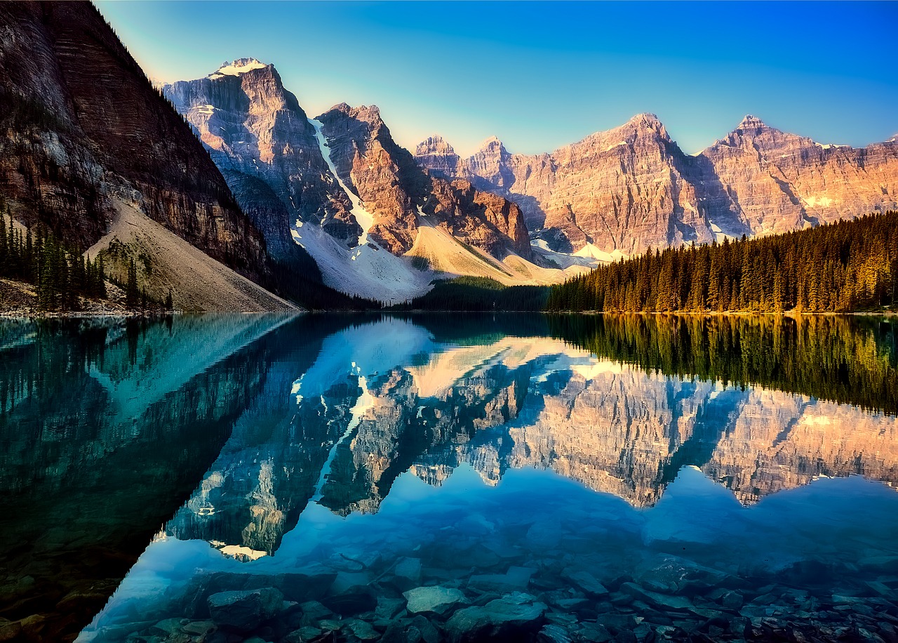 moraine lake reflections canada free photo