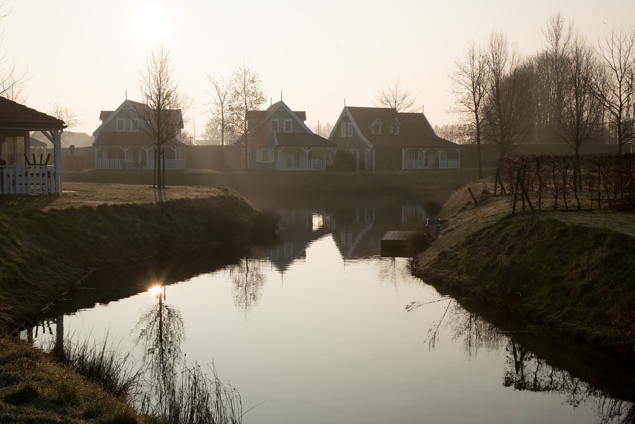 morning nature cottages free photo