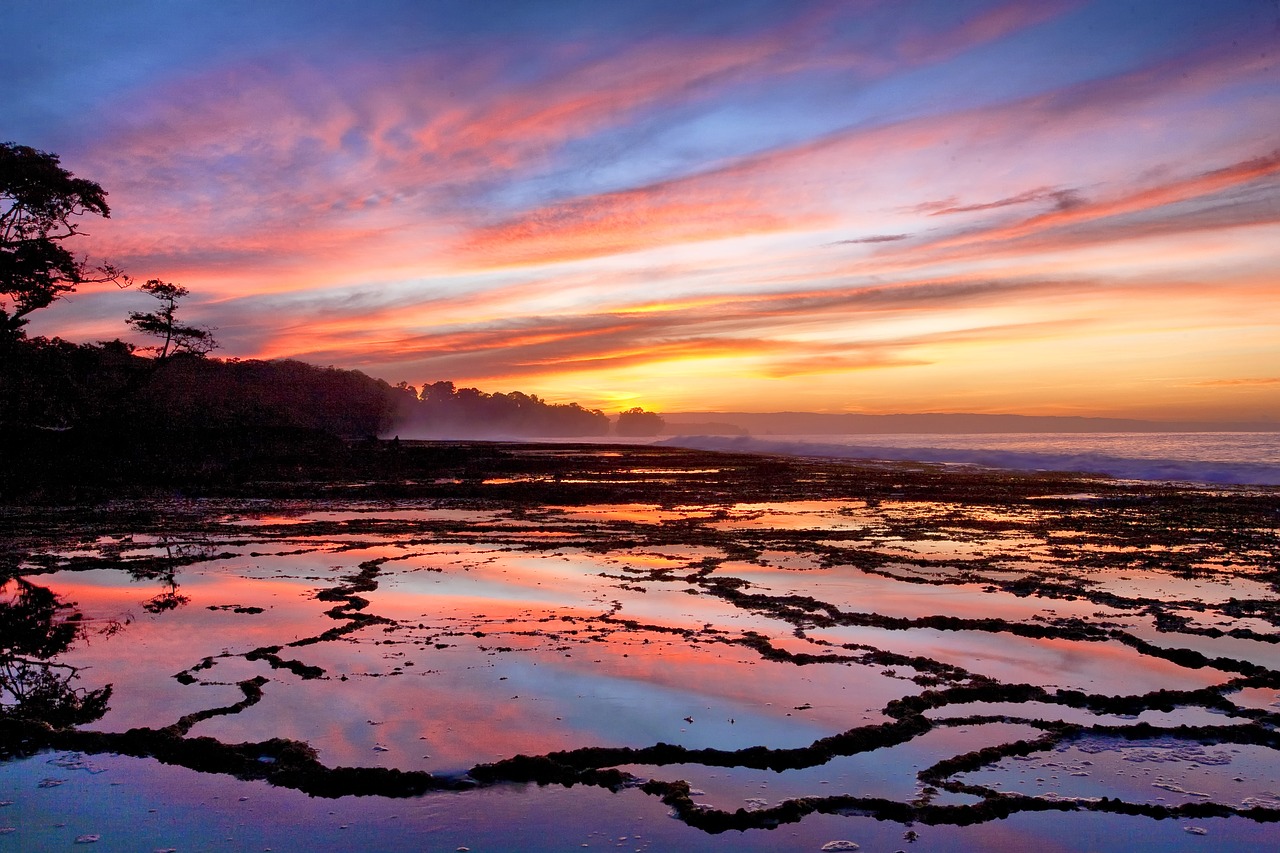 morning glow sawarna coast java free photo