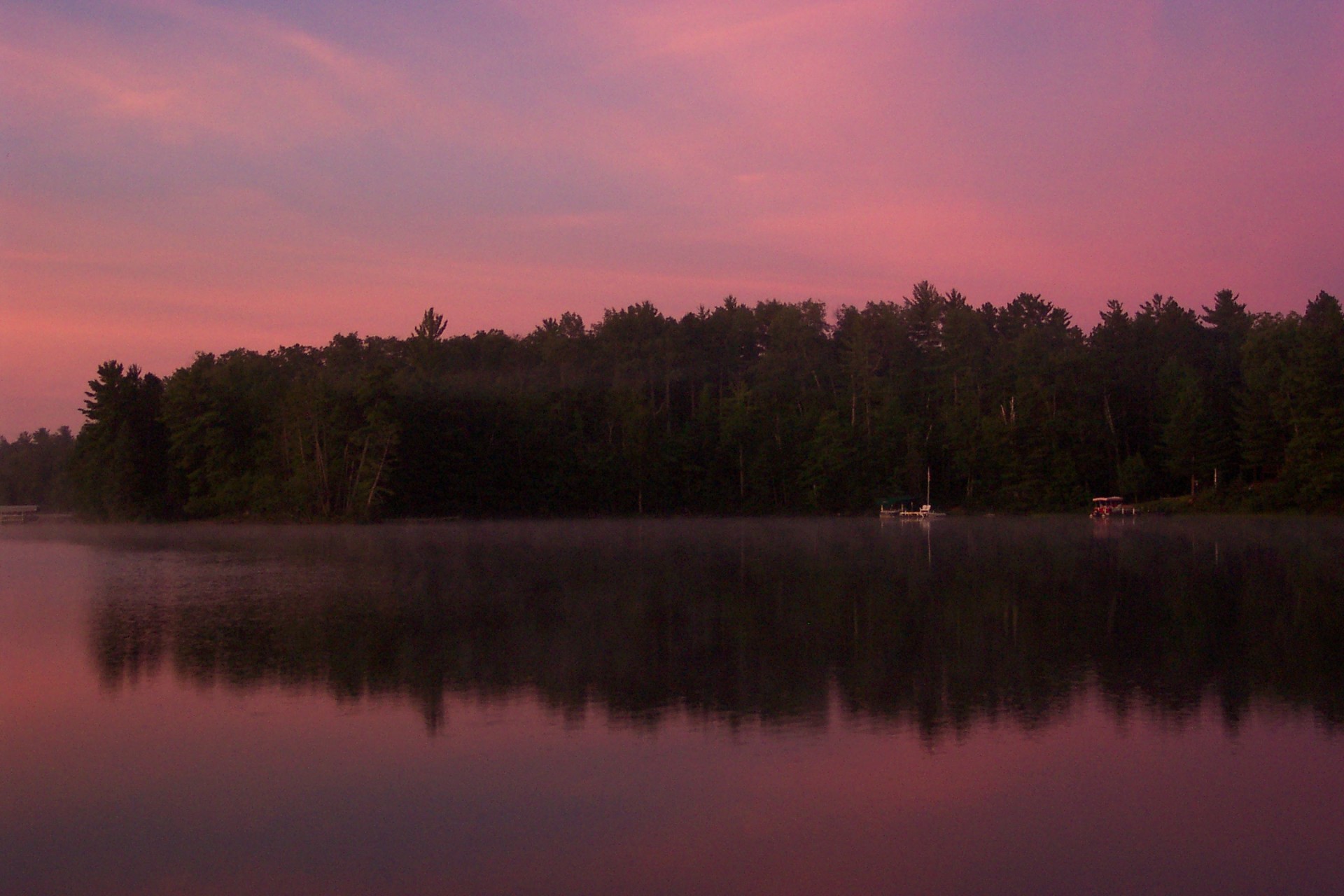 landscape two sisters lake sunrise free photo