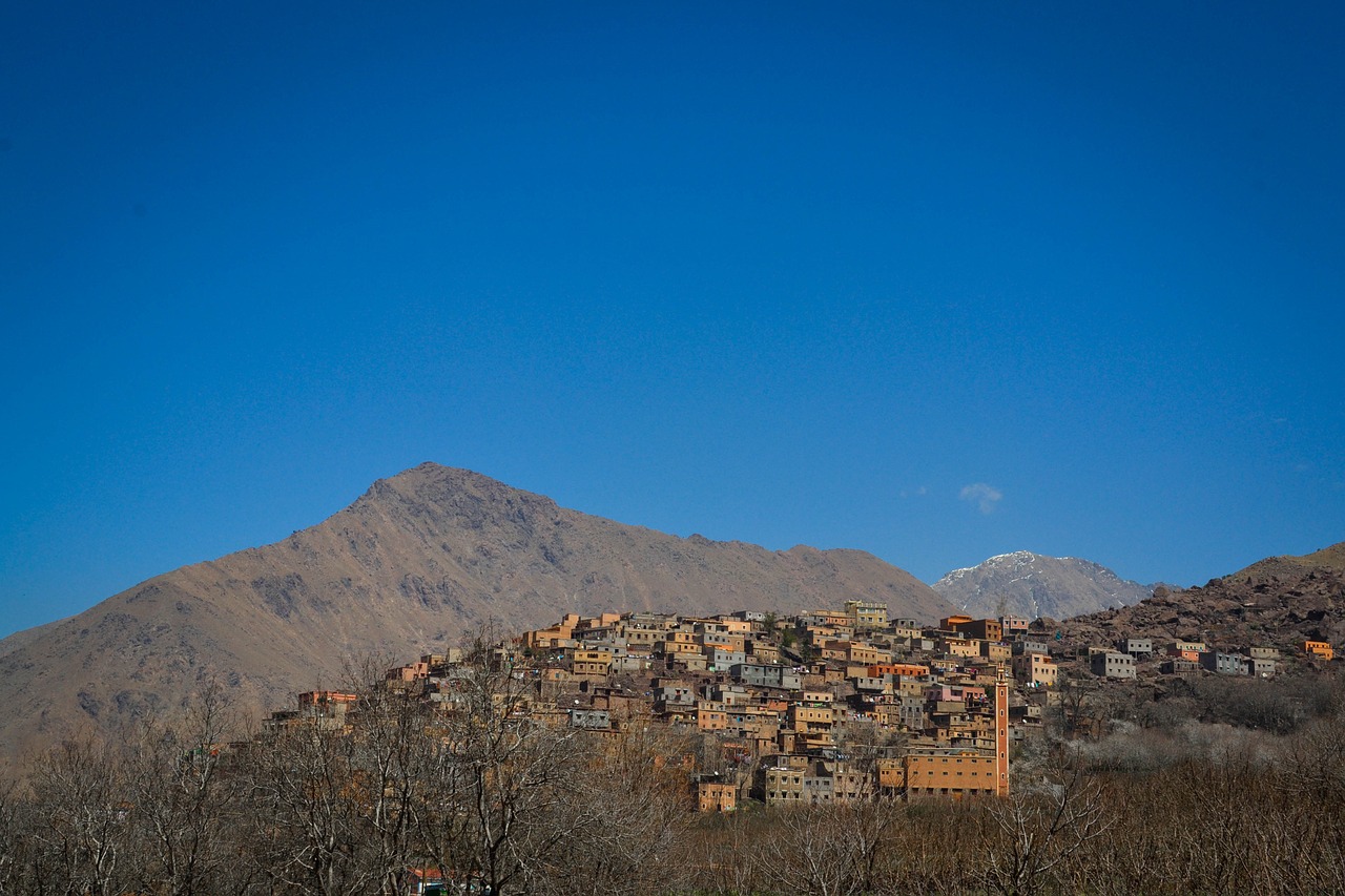 mountain village morocco sky free photo