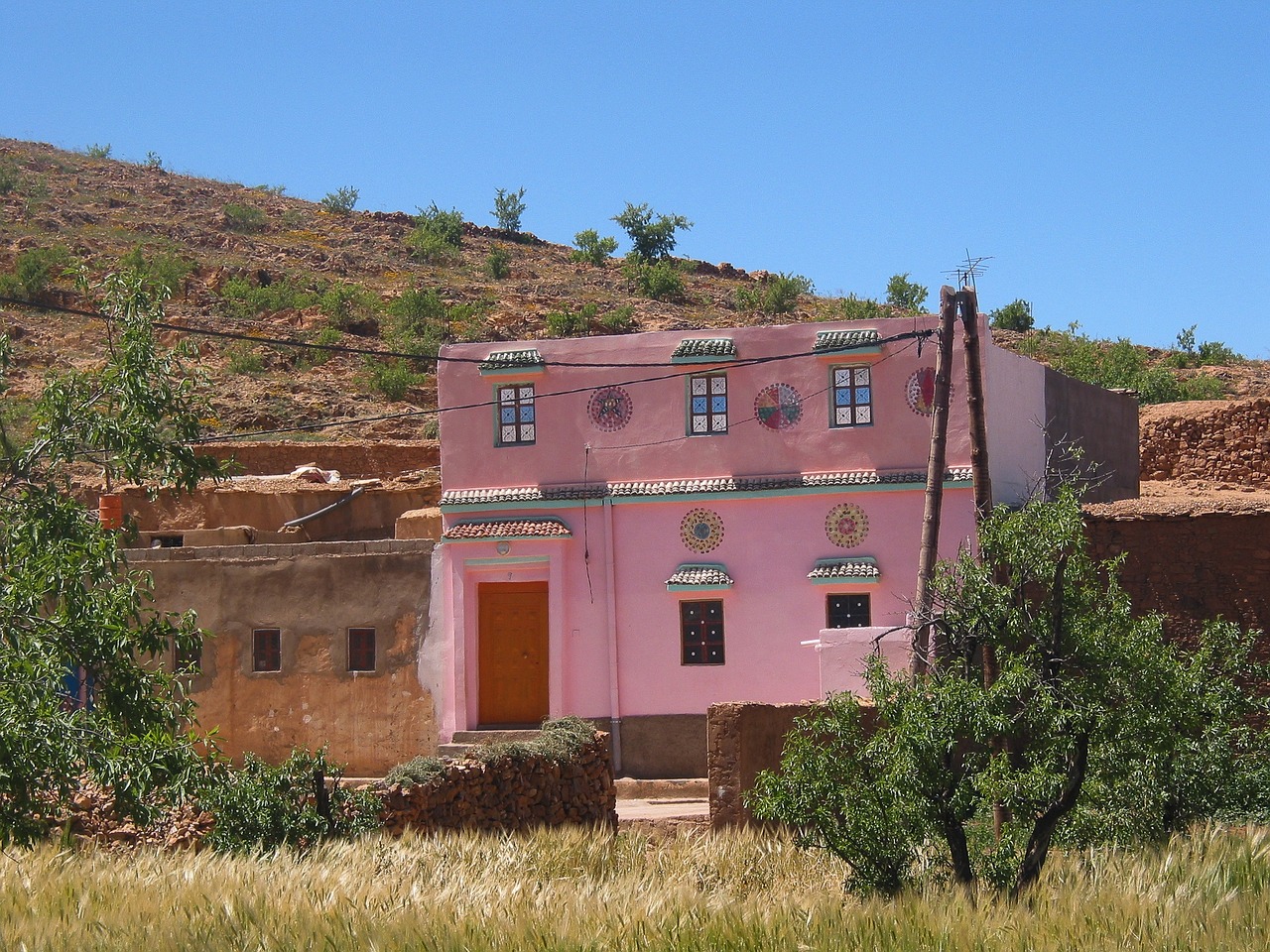 morocco house painted architecture free photo