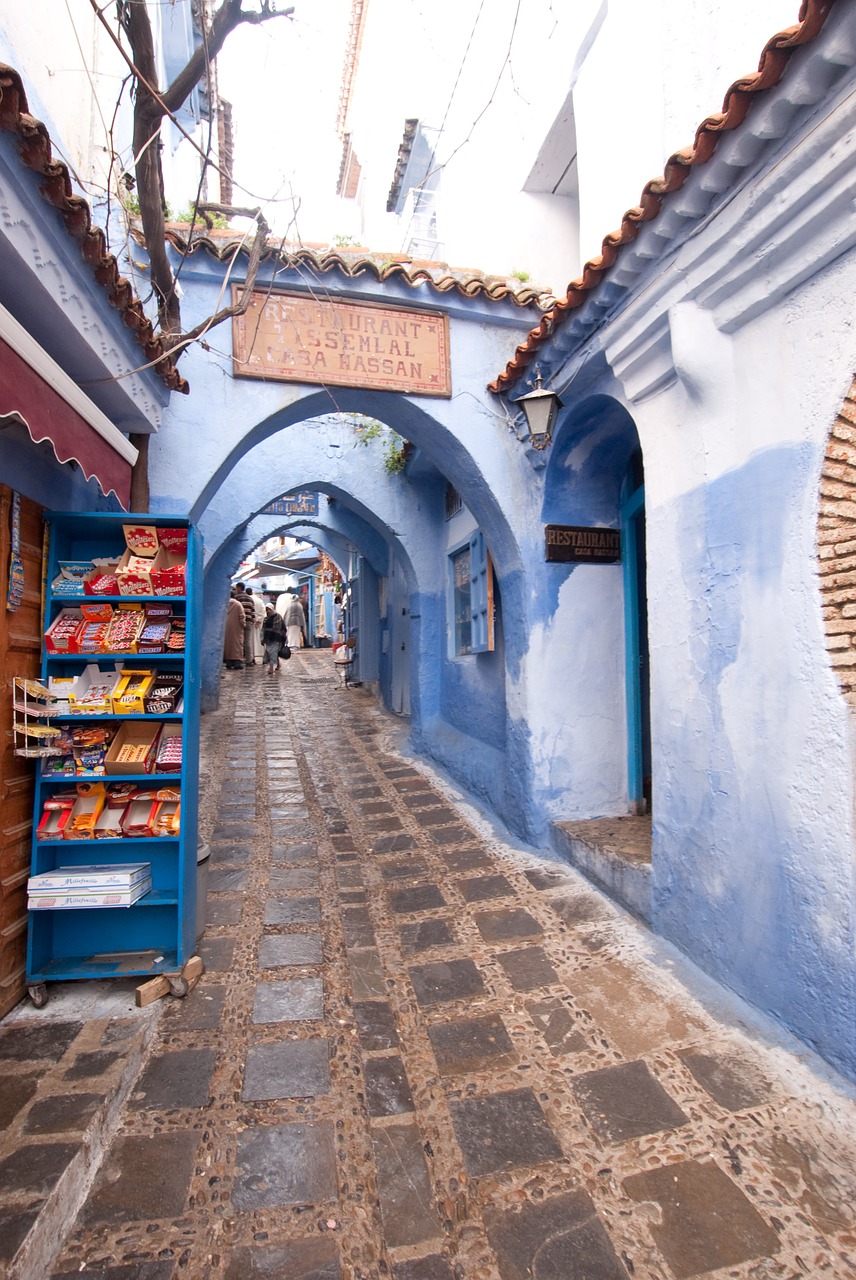 morocco blue street people free photo