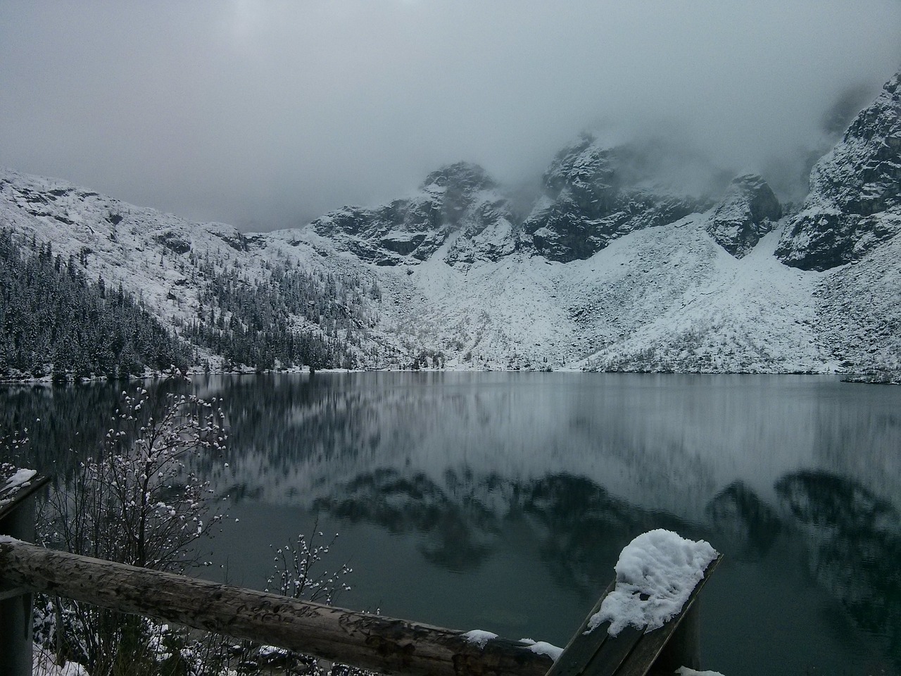morskie oko winter in the mountains tatry free photo