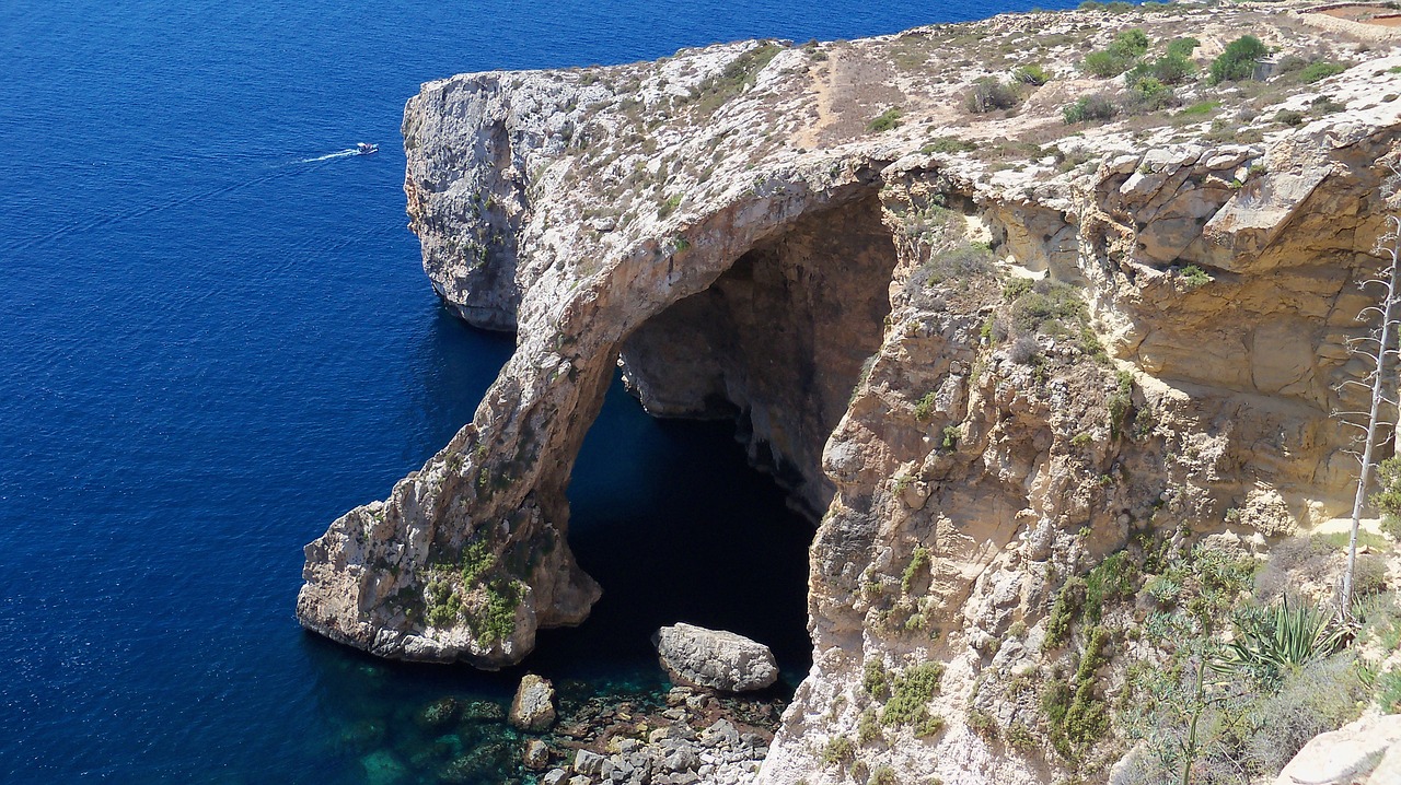 mortar blue grotto sea free photo
