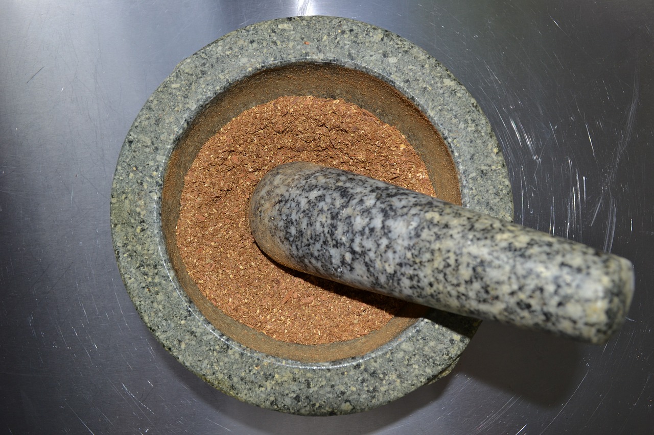 mortar cinnamon spices free photo