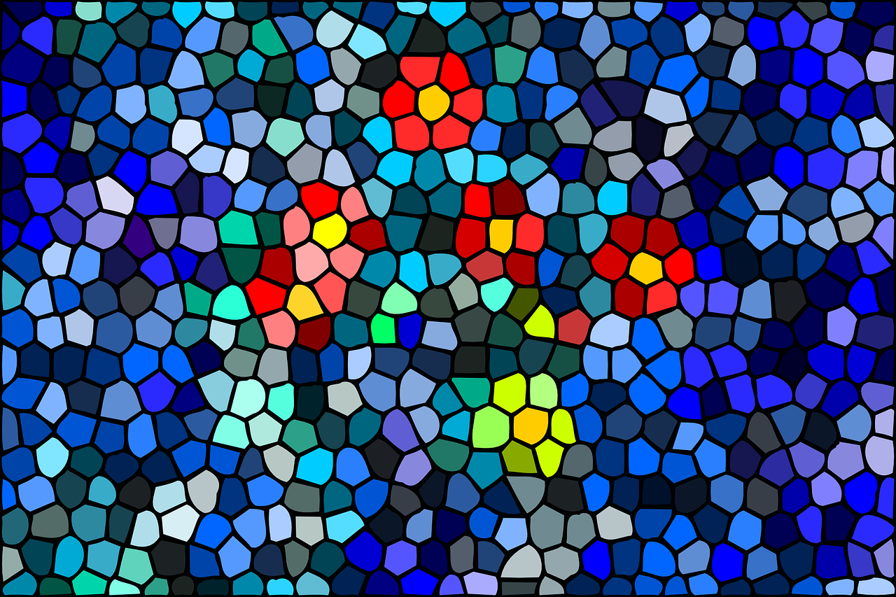 mosaic blue patterns free photo