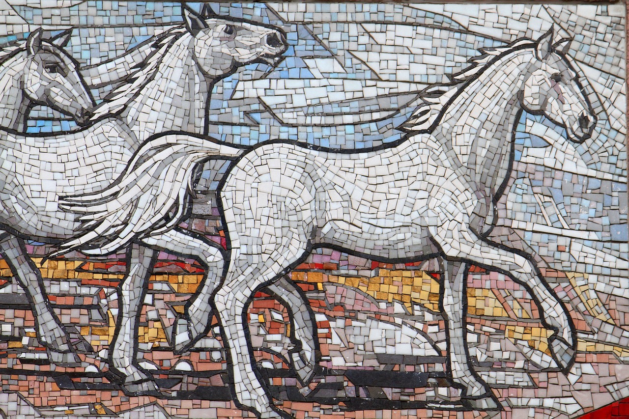 mosaic decoration horses free photo