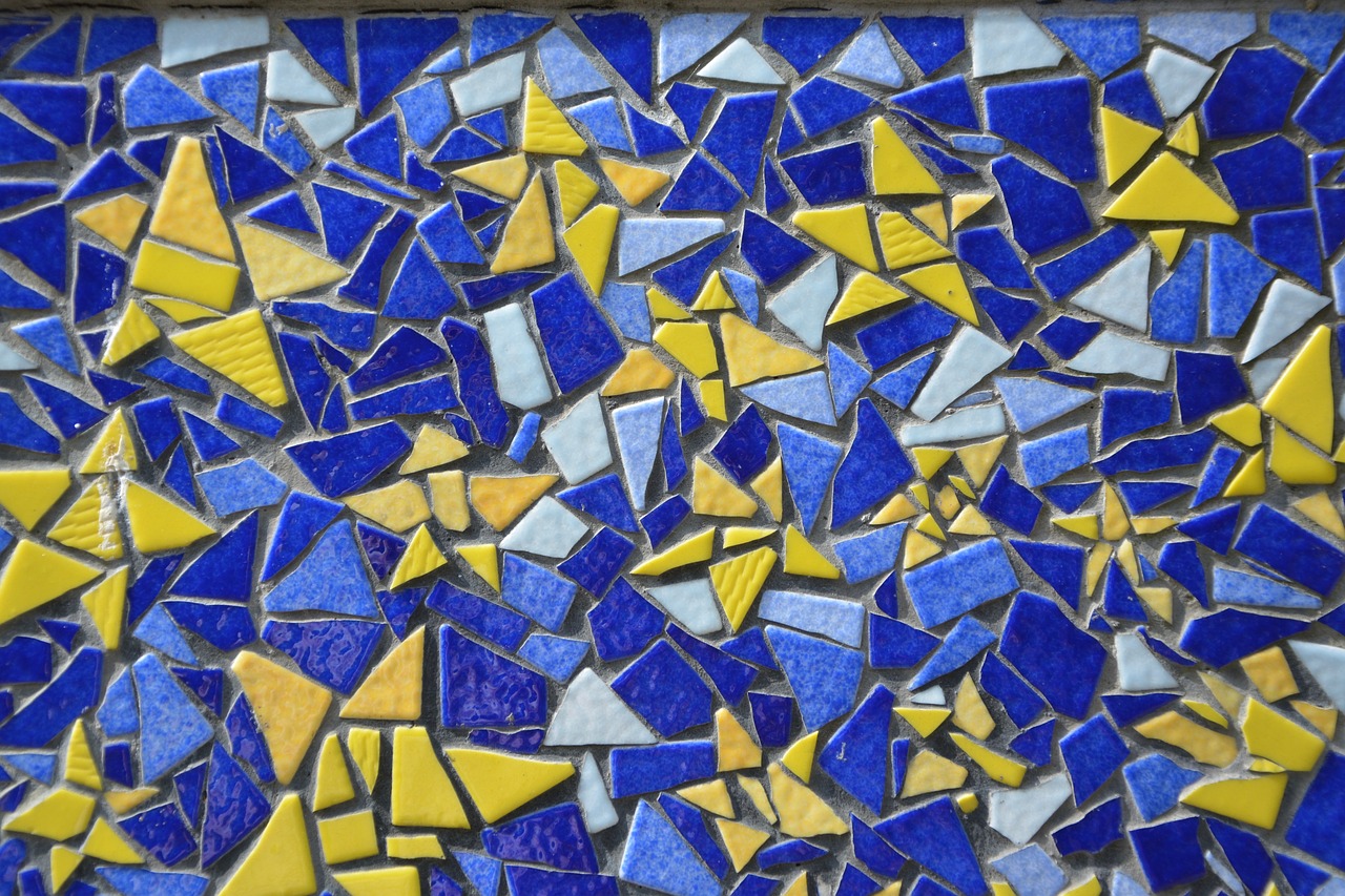 mosaic decor blue yellow decorated free photo