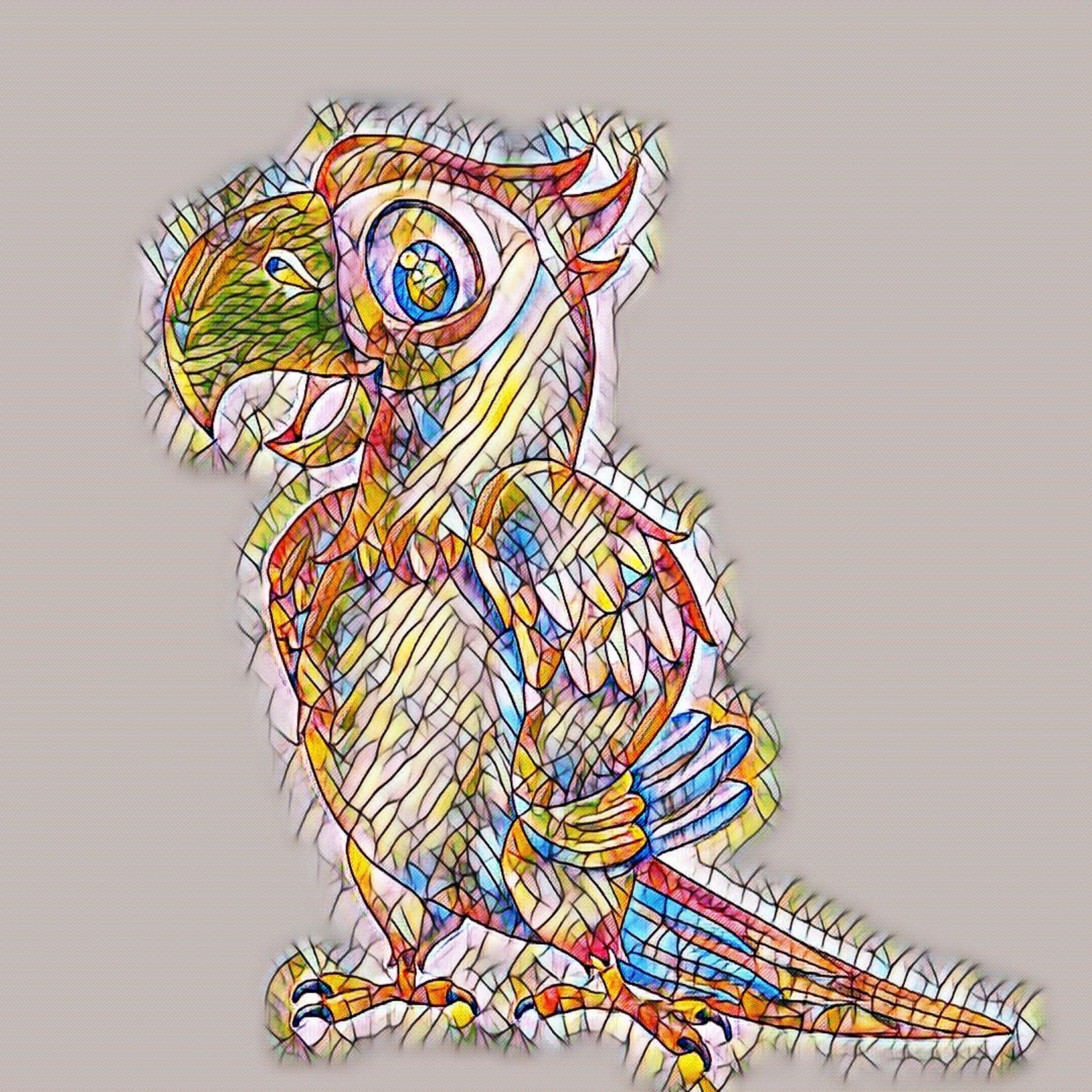 drawing mosaic parrot free photo