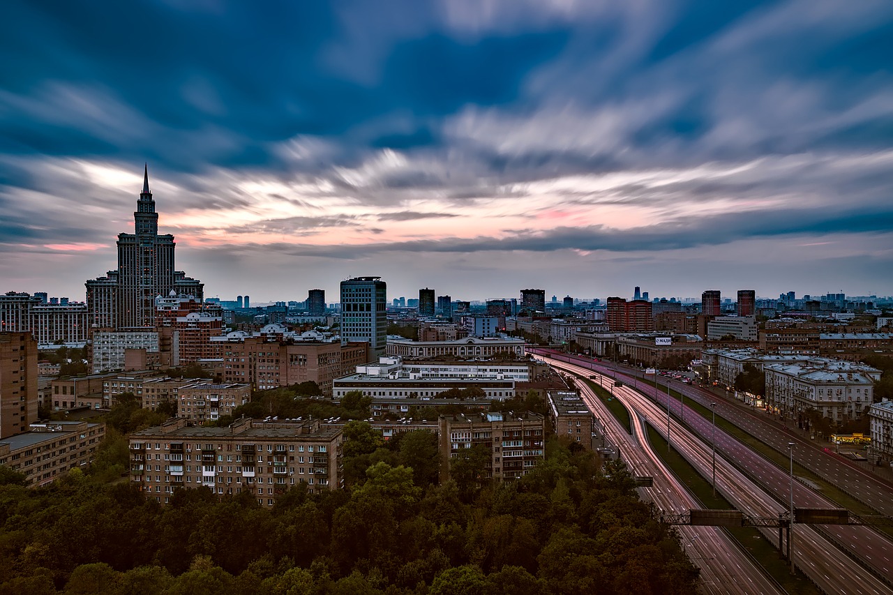 moscow russia sunset free photo